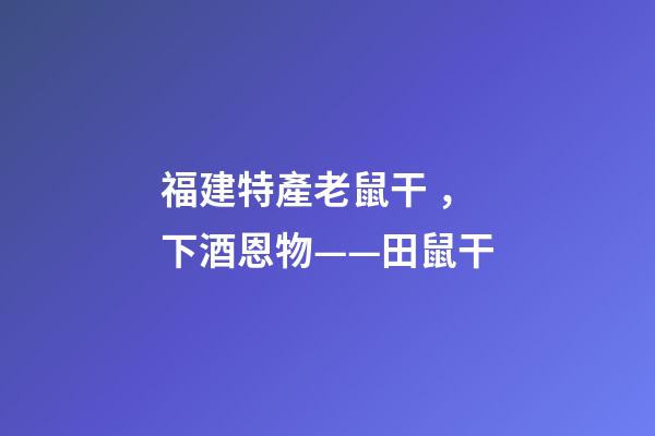 福建特產老鼠干，下酒恩物——田鼠干